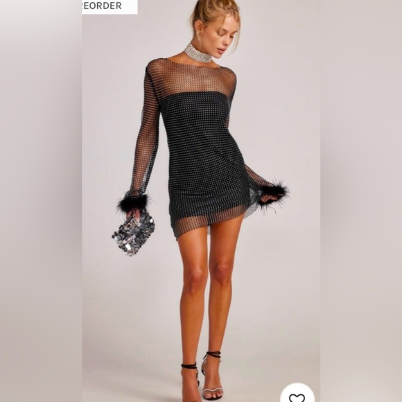 12th Tribe Dresses & Skirts - 12th Tribe Black Martini Black Mesh Mini Dress